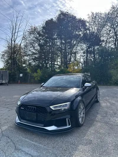 non-smoker 2018 Audi RS 3 in Black with Black interior, front three quarter view
