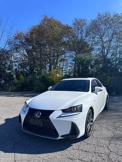 non-smoker 2018 Lexus IS-Series 300 in White with Red interior, front three quarter view